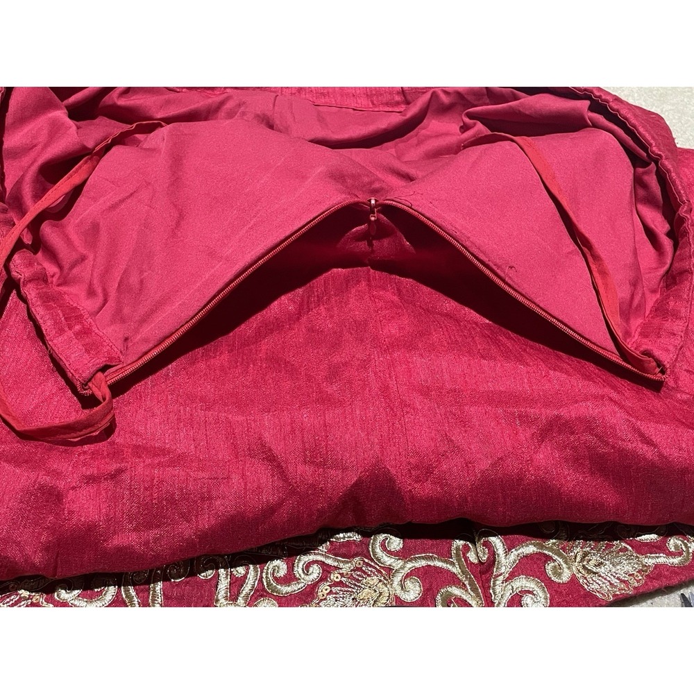 Ornate Maroon  Gold Zardosi Embroidered Lehenga Skirt Bridal Festive Wear XL Red - Picture 5 of 5